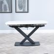 Arctic 6-8 Seater White Ceramic Swivel Top Extending Dining Table with Black Cross Base - 140cm-200cm