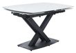 Arctic 6-8 Seater White Ceramic Swivel Top Extending Dining Table with Black Cross Base - 140cm-200cm