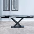 Arctic 6-8 Seater Black Ceramic Swivel Top Extending Dining Table with Cross Base - 140cm-200cm