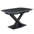 Arctic 6-8 Seater Black Ceramic Swivel Top Extending Dining Table with Cross Base - 140cm-200cm