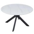 Novara 4 Seater White Ceramic Round Dining Table with Black Star Base - 130cm