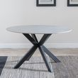 Novara 4 Seater Grey Ceramic Round Dining Table with Black Star Base - 130cm