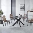 Novara 4 Seater Grey Ceramic Round Dining Table with Black Star Base - 130cm