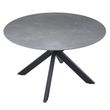 Novara 4 Seater Grey Ceramic Round Dining Table with Black Star Base - 130cm