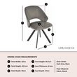 Ion Dark Grey Velvet Fabric Swivel Dining Chair with Black Legs
