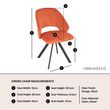 Ion Orange Velvet Fabric Swivel Dining Chair with Black Legs