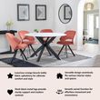 Ion Orange Velvet Fabric Swivel Dining Chair with Black Legs
