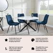 Corona Dining Chairs in Blue Colour Fabric and Black Metal Legs