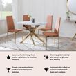 Clearance - Metro Dining Chairs in Burnt Orange Colour Leather and Gold Metal Legs