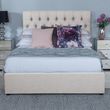 Sandra Oatmeal Fabric 5ft King Size Ottoman Storage Bed