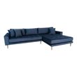 Lido Blue Fabric Lounge Sofa with Natural Legs - RHF