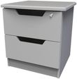 Bella Grey Ash 2 Drawer Bedside Cabinet with Lock