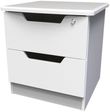 Bella White 2 Drawer Bedside Cabinet with Lock