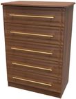 Faye Walnut Effect 5 Drawer Chest