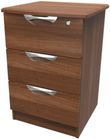 Flora Walnut Effect 3 Drawer Bedside Cabinet with Lock