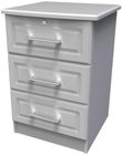 Gina Grey 3 Drawer Bedside Cabinet with Lock