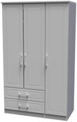 Gina Grey 3 Door Triple Wardrobe - LHF 2 Drawers