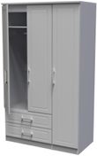 Gina Grey 3 Door Triple Wardrobe - LHF 2 Drawers
