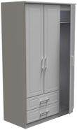 Gina Grey 3 Door Triple Wardrobe - LHF 2 Drawers