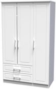 Gina White 3 Door Triple Wardrobe - LHF 2 Drawers