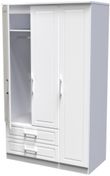 Gina White 3 Door Triple Wardrobe - LHF 2 Drawers