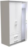 Gina White 3 Door Triple Wardrobe - LHF 2 Drawers