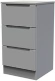 Milan Grey 3 Drawer Bedside Cabinet