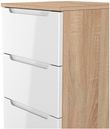 Milan White Gloss and Oak Effect 5 Drawer Narrow Chest