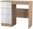 Milan White Gloss and Oak Effect 3 Drawer Single Dressing Table