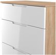 Milan White Gloss and Oak Effect 3 Drawer Deep Chest