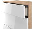 Milan White Gloss and Oak Effect 3 Drawer Deep Chest