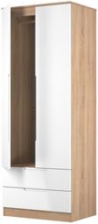 Milan White Gloss and Oak Effect 2 Door 2 Drawer Double Wardrobe