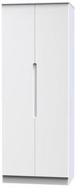 Milan White Gloss 2 Door Plain Tall Wardrobe