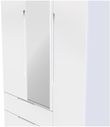 Milan White Gloss 3 Door Tall Combi Wardrobe - 1 Mirror and LHF 2 Drawers