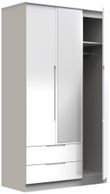 Milan White Gloss 3 Door Tall Combi Wardrobe - 1 Mirror and LHF 2 Drawers