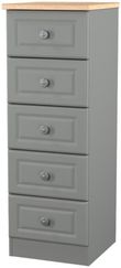 Norfolk Grey and Oak Effect 5 Drawer Narrow Chest