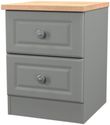 Norfolk Grey and Oak Effect Oak 2 Drawer Bedside Cabinet