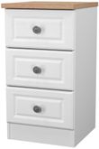 Norfolk White and Oak Effect 3 Drawer Bedside Cabinet