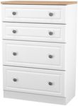 Norfolk White and Oak Effect 4 Drawer Deep Chest