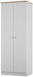 Sussex Grey and Oak Effect 2 Door Plain Tall Wardrobe