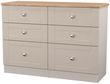 Sussex Cashmere and Oak Effect 6 Drawer Midi Chest
