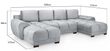 Azzuro Grey Velvet Fabric U Shape Corner Sofa Suite