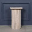 Ribbed Mango Wood Round Occasional Side Table