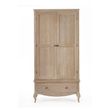 Camille Oak French Style 2 Door 1 Drawer Double Wardrobe