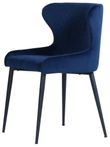 Newton 6 Seater Smoked Glass and Natural Dining Set - 6 Langley Blue Fabric Chair