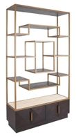 Claremont Dark Wood Storage Geometric Shelving Unit with Travertine Top