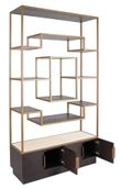 Claremont Dark Wood Storage Geometric Shelving Unit with Travertine Top
