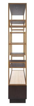 Claremont Dark Wood Storage Geometric Shelving Unit with Travertine Top
