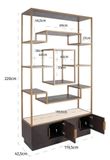 Claremont Dark Wood Storage Geometric Shelving Unit with Travertine Top