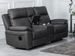 Huntington Dark Grey Leather Look Fabric Electric Recliner 2 Seater Sofa with Console